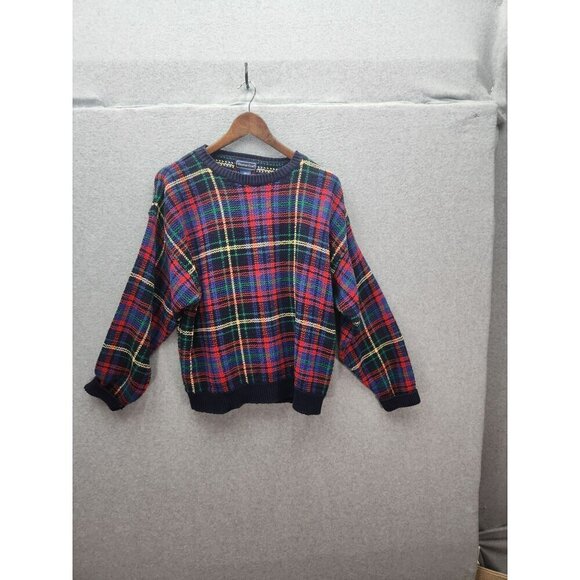 Charter Club Multicolor Plaid Cotton Crewneck Sweater L - Picture 1 of 4